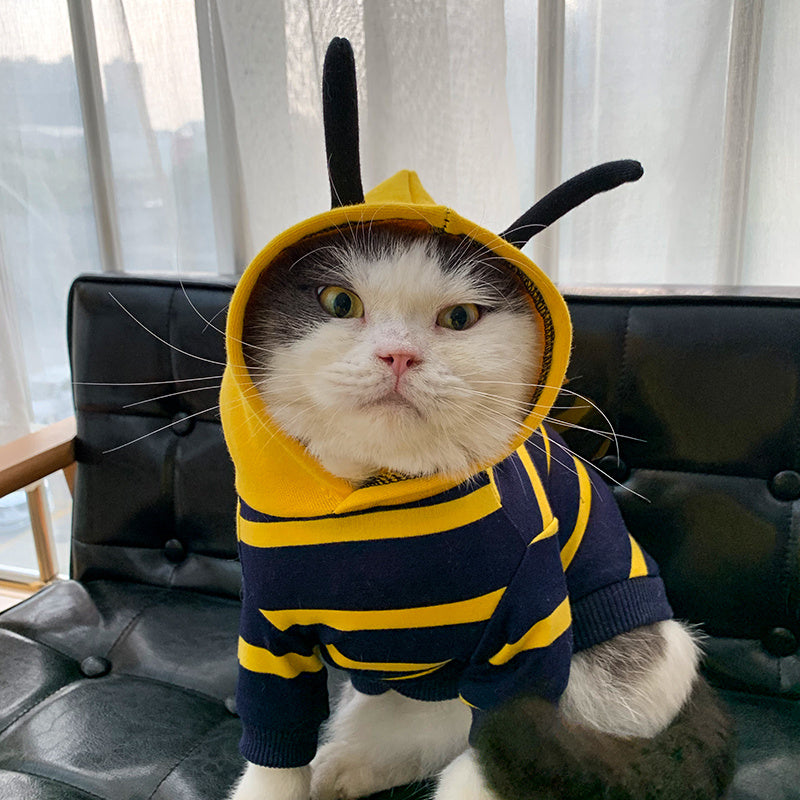 Cozy Winter Bee Costume Hoodie for Pets – Warm Plush Bee Hoodie for Dogs and Cats