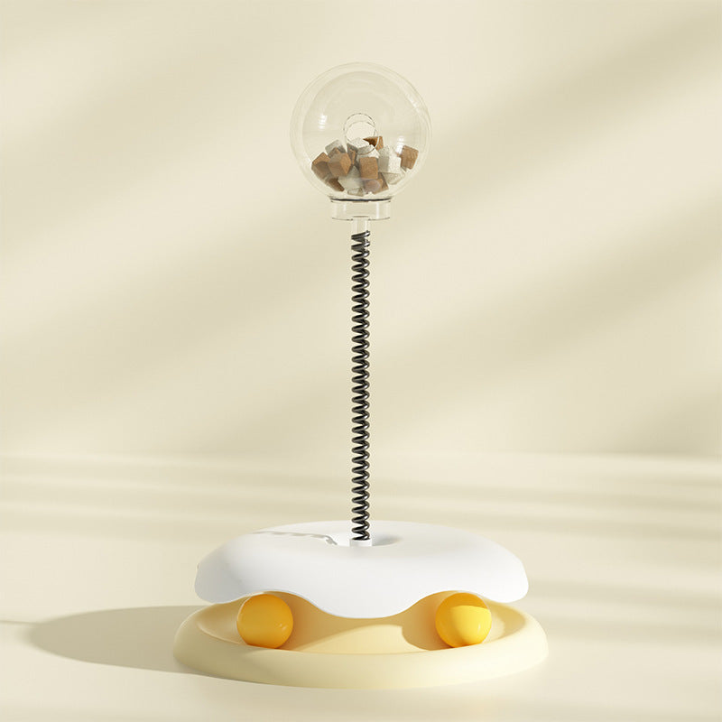 Interactive Cat Toy Feeder Set: 2-in-1 Turntable Ball & Spring Training Toy