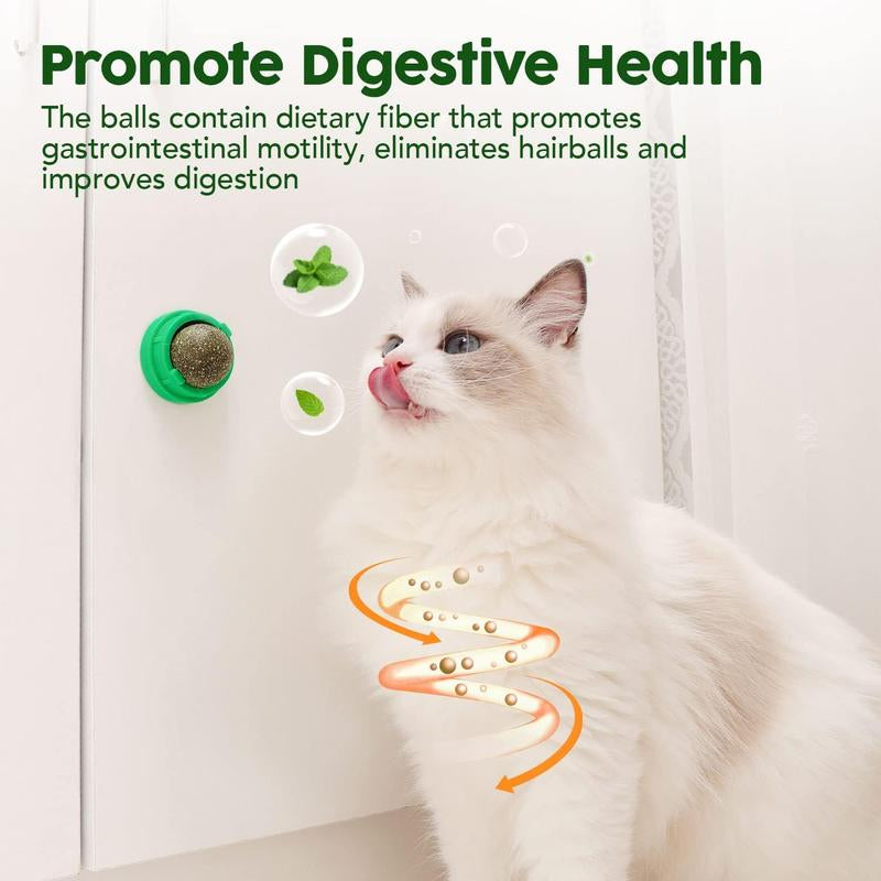 4-Pack Catnip & Silvervine Energy Balls – Edible Dental Chew Toys for Kittens, Teeth Cleaning & Healthy Play