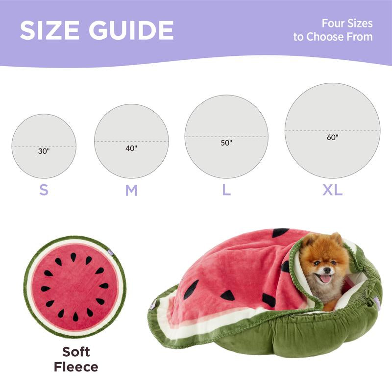 esure Calming Fruit Pattern Puppy Blanket – Soft & Cozy 350GSM Flannel Pet Throw for Small Dogs, Cute Round Blanket Gift for Puppies