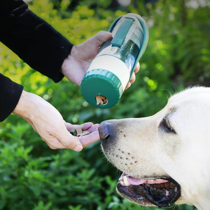 2-in-1 Portable Pet Dog Water Bottle & Foldable Silicone Food Bowl, Travel Dispenser for Puppies and Labradors, Convenient Outdoor Pet Supplies
