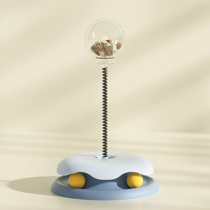 Interactive Cat Toy Feeder Set: 2-in-1 Turntable Ball & Spring Training Toy