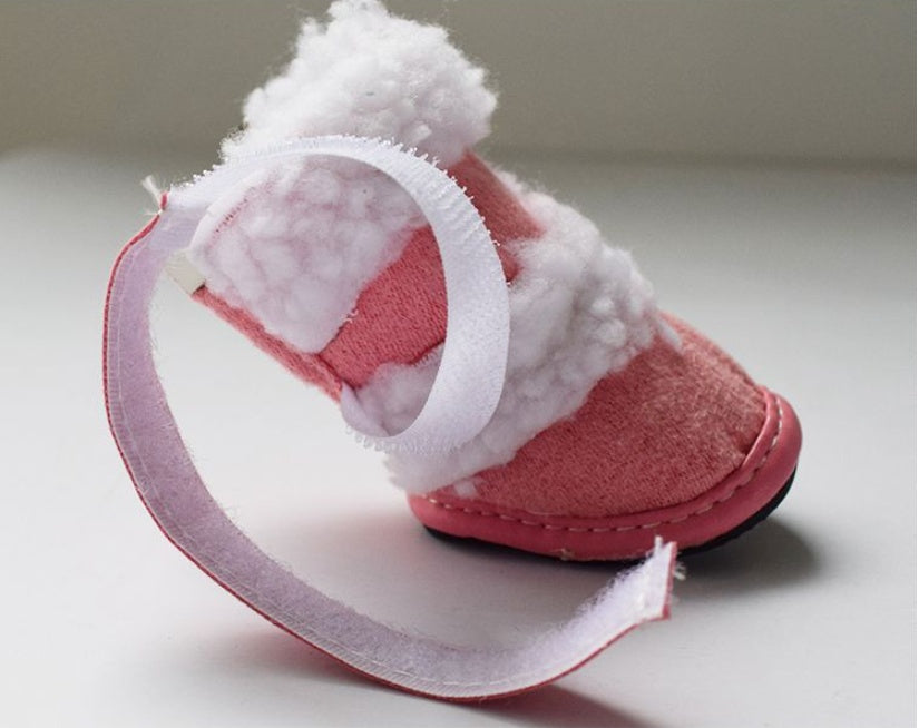 Warm Lamb Wool Pet Shoes for Small Dogs - Thick Cotton Lining, Non-Slip Winter Boots for Cold Weather Protection