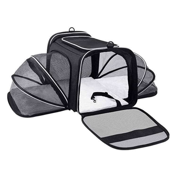Expandable Soft Pet Carrier – Airline-Approved Cat & Dog Travel Bag with Reflective Tapes and Openable Doors