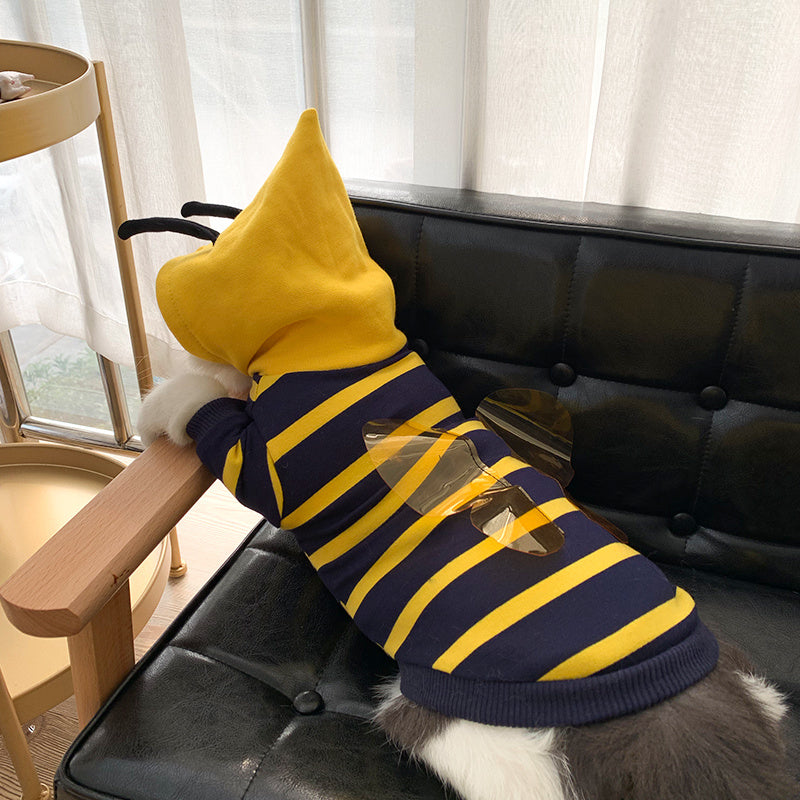 Cozy Winter Bee Costume Hoodie for Pets – Warm Plush Bee Hoodie for Dogs and Cats
