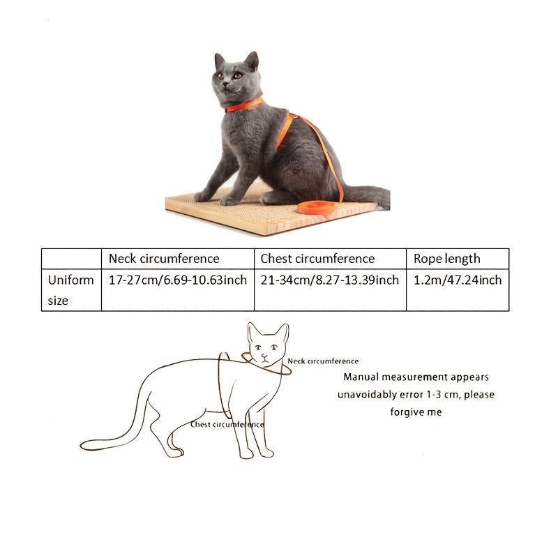 Escape-Proof Cat Harness with Leash – Adjustable Chest Strap for Secure and Comfortable Fit