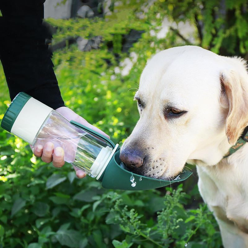 2-in-1 Portable Pet Dog Water Bottle & Foldable Silicone Food Bowl, Travel Dispenser for Puppies and Labradors, Convenient Outdoor Pet Supplies