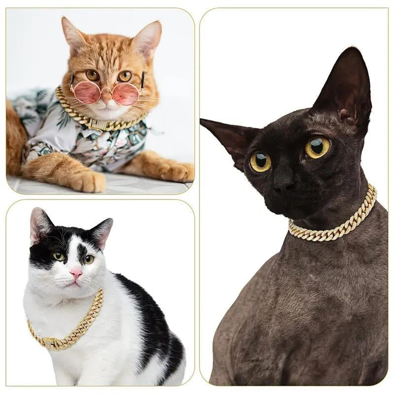 Rhinestone Embellished Pet Collar, Punk Style Fashionable Collar for Small & Medium Dogs and Cats, Stylish Pet Accessories