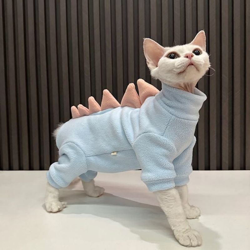 Dinosaur Costume for Sphynx Cats | Warm Clothes for Hairless Cats