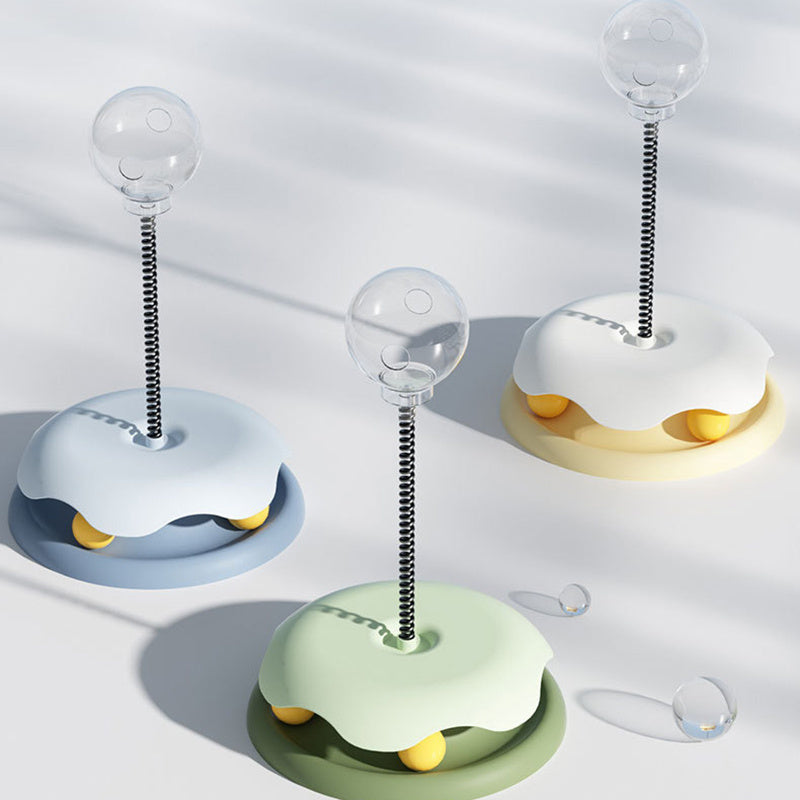 Interactive Cat Toy Feeder Set: 2-in-1 Turntable Ball & Spring Training Toy