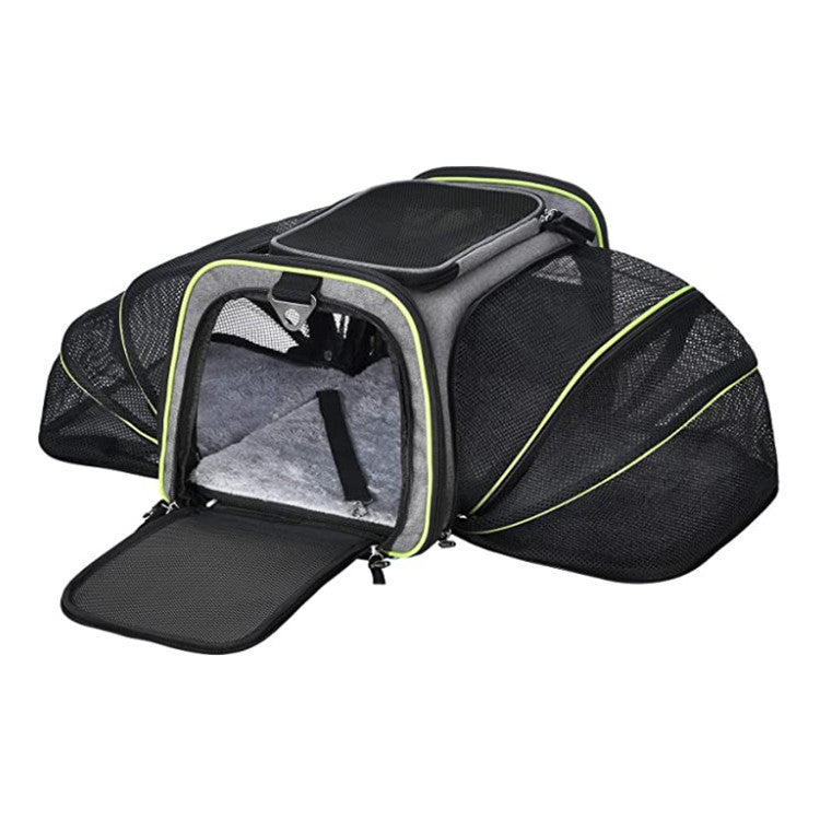 Expandable Soft Pet Carrier – Airline-Approved Cat & Dog Travel Bag with Reflective Tapes and Openable Doors