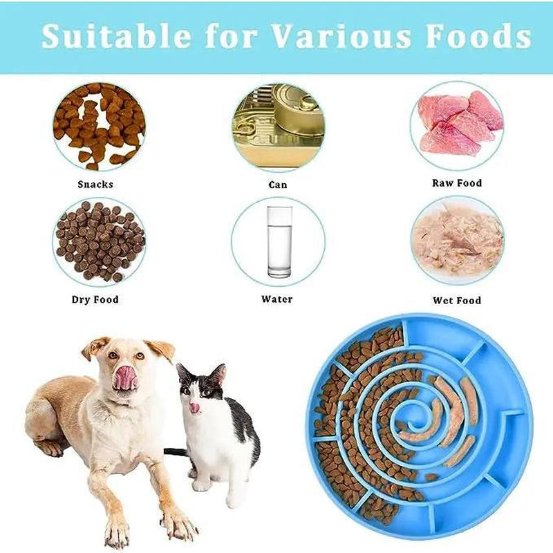 Dog Puzzle Bowl - Silicone Slow Feeder Dog Bowls for Healthy Eating - Puppy Slow Feeder Non-Slip Design Dishwasher Microwave Safe