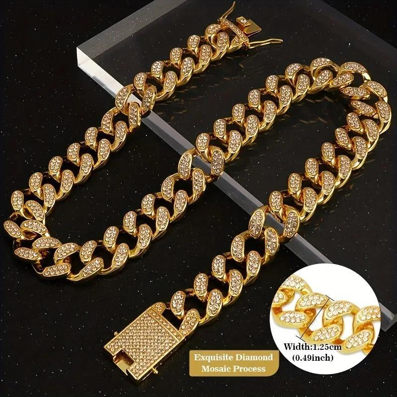 Rhinestone Embellished Pet Collar, Punk Style Fashionable Collar for Small & Medium Dogs and Cats, Stylish Pet Accessories