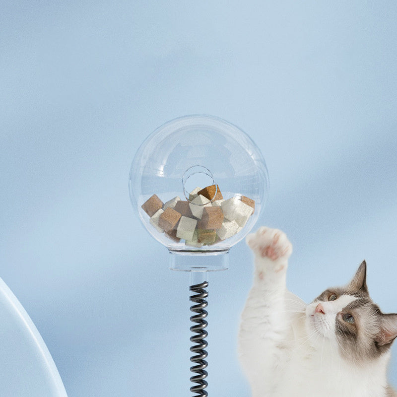 Interactive Cat Toy Feeder Set: 2-in-1 Turntable Ball & Spring Training Toy