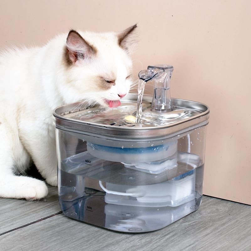 "2L Smart Cat Water Fountain with Visual Water Level and Filter, Automatic Pet Drinking Station for Cats and Dogs"