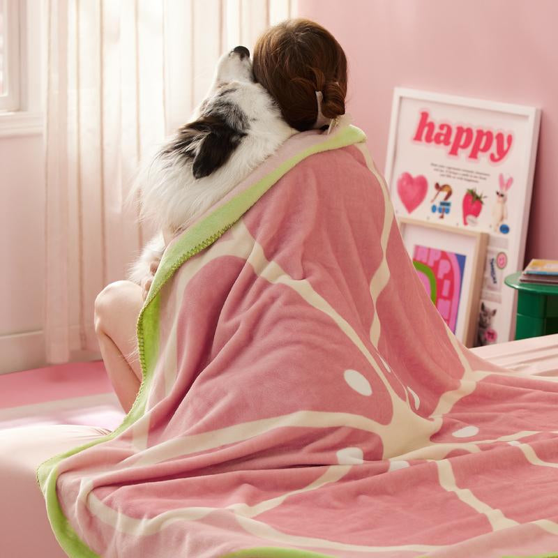 esure Calming Fruit Pattern Puppy Blanket – Soft & Cozy 350GSM Flannel Pet Throw for Small Dogs, Cute Round Blanket Gift for Puppies