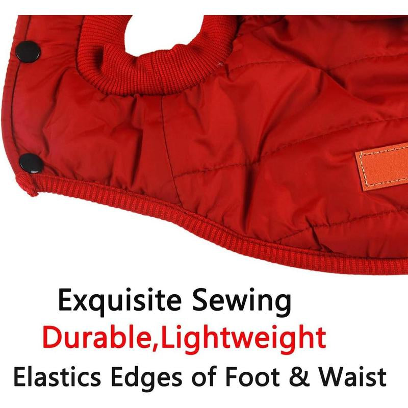 Winter-Ready Fleece-Lined Dog Jacket for Puppies – Red with Hood