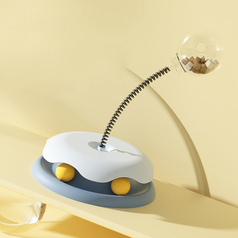 Interactive Cat Toy Feeder Set: 2-in-1 Turntable Ball & Spring Training Toy