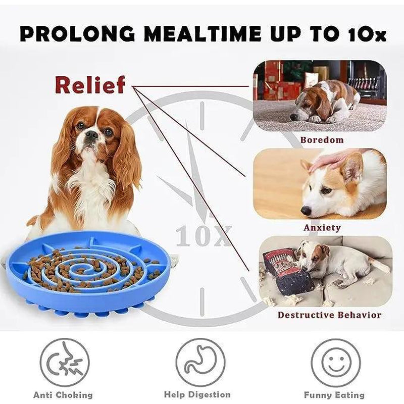 Dog Puzzle Bowl - Silicone Slow Feeder Dog Bowls for Healthy Eating - Puppy Slow Feeder Non-Slip Design Dishwasher Microwave Safe