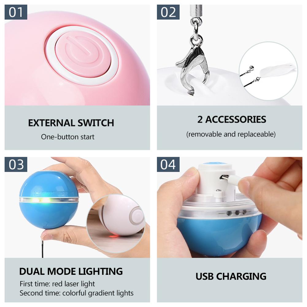 Rechargeable Auto-Rolling LED Light Cat Ball