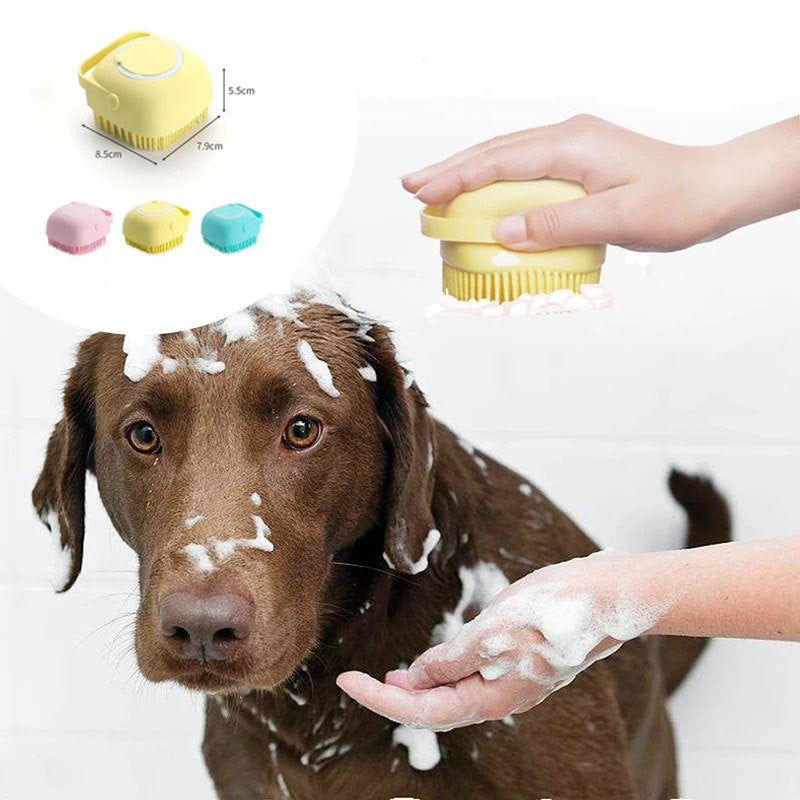Dog and Cat Grooming Silicone Bath Brush - Gentle Massage Brush for Cleaning and Shampooing