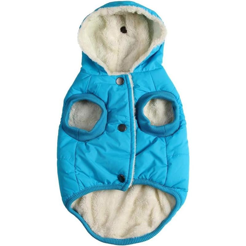 Winter-Ready Fleece-Lined Dog Jacket for Puppies – Red with Hood