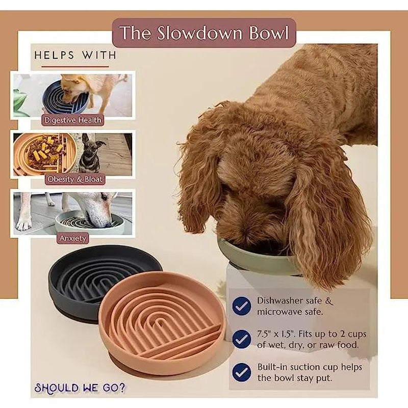Dog Puzzle Bowl - Silicone Slow Feeder Dog Bowls for Healthy Eating - Puppy Slow Feeder Non-Slip Design Dishwasher Microwave Safe