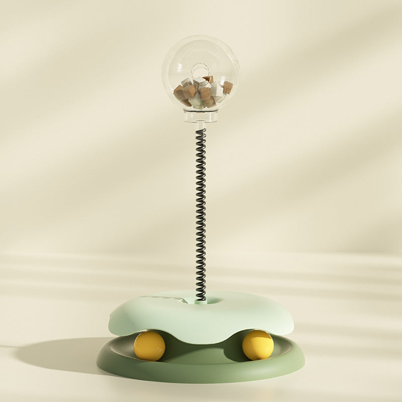 Interactive Cat Toy Feeder Set: 2-in-1 Turntable Ball & Spring Training Toy