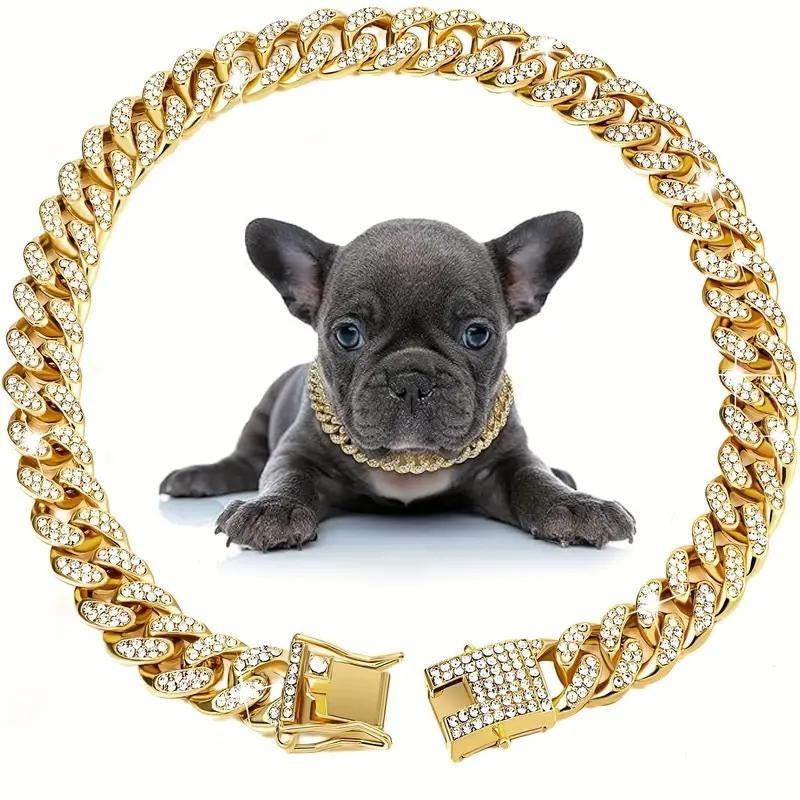 Rhinestone Embellished Pet Collar, Punk Style Fashionable Collar for Small & Medium Dogs and Cats, Stylish Pet Accessories