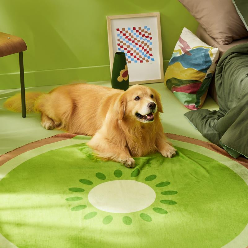 esure Calming Fruit Pattern Puppy Blanket – Soft & Cozy 350GSM Flannel Pet Throw for Small Dogs, Cute Round Blanket Gift for Puppies