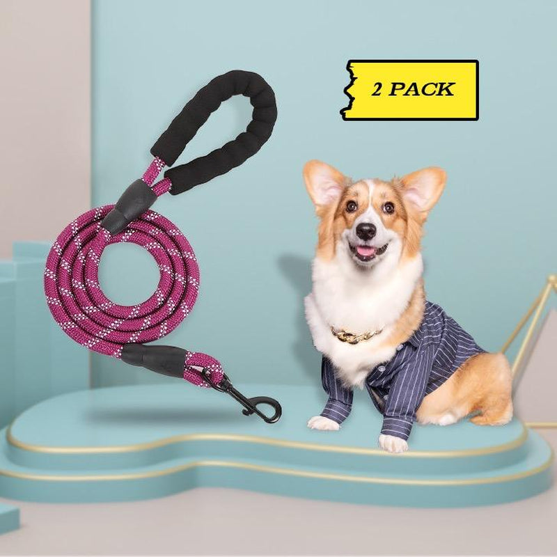 Washable 4ft Nylon Rope Leash for Large Dogs – Padded Handle, Reflective Threads, Tear-Resistant & Non-Slip Design
