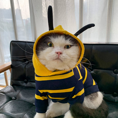 Cozy Winter Bee Costume Hoodie for Pets – Warm Plush Bee Hoodie for Dogs and Cats