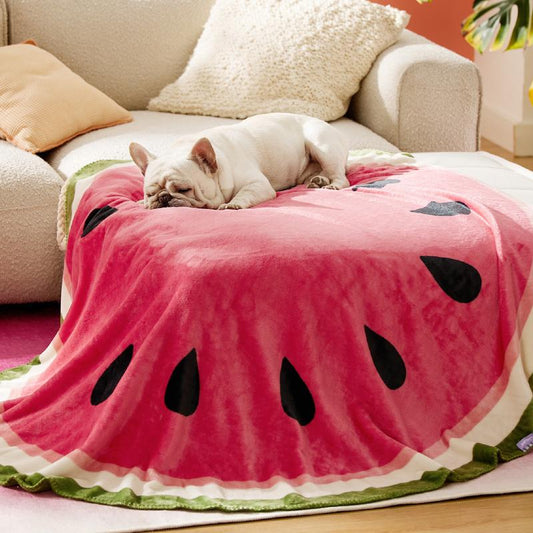 esure Calming Fruit Pattern Puppy Blanket – Soft & Cozy 350GSM Flannel Pet Throw for Small Dogs, Cute Round Blanket Gift for Puppies