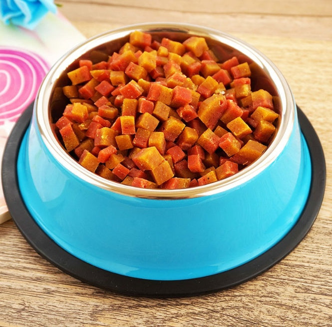 Stainless Steel Pet Bowl with Colorful Melamine Pot – Stylish & Practical Design