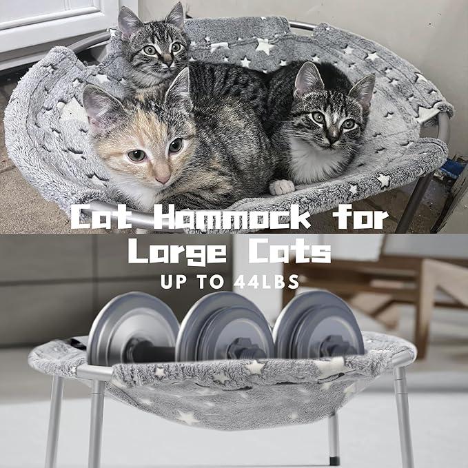 Pomesea Large Pet Hammock Bed - Soft Elevated Glow-in-the-Dark Bed for Dogs & Cats, Perfect Indoor Comfort