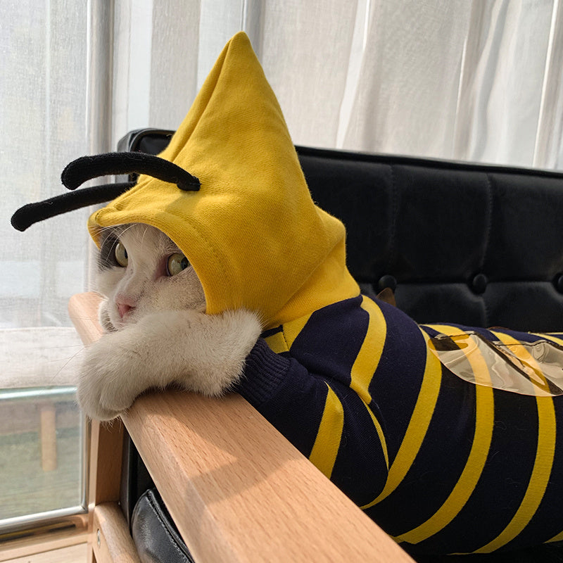Cozy Winter Bee Costume Hoodie for Pets – Warm Plush Bee Hoodie for Dogs and Cats