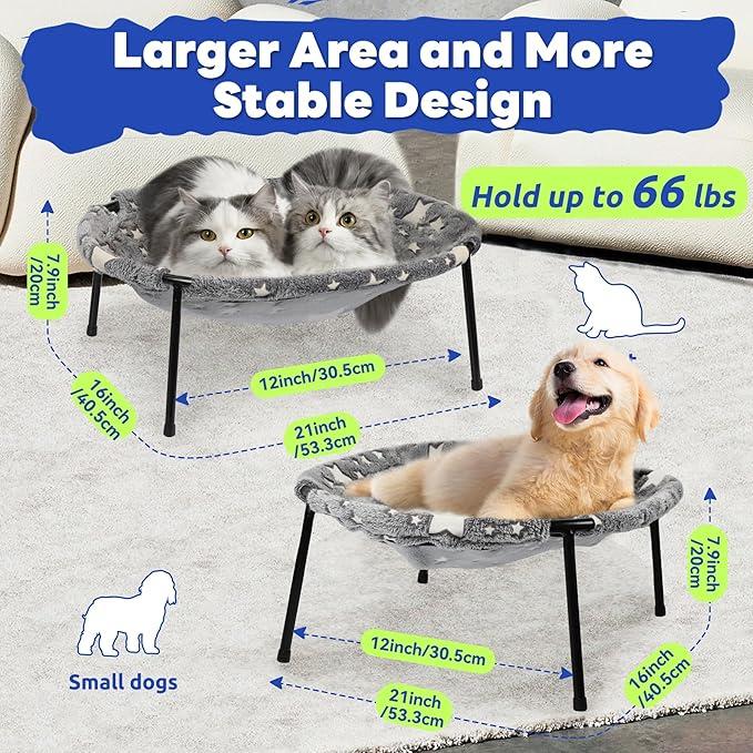 Pomesea Large Pet Hammock Bed - Soft Elevated Glow-in-the-Dark Bed for Dogs & Cats, Perfect Indoor Comfort