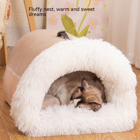 Portable Plush Pet Nest – Warm & Cozy Bed for Cats and Dogs