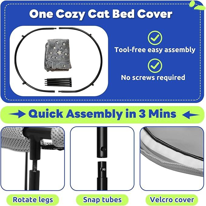 Pomesea Large Pet Hammock Bed - Soft Elevated Glow-in-the-Dark Bed for Dogs & Cats, Perfect Indoor Comfort