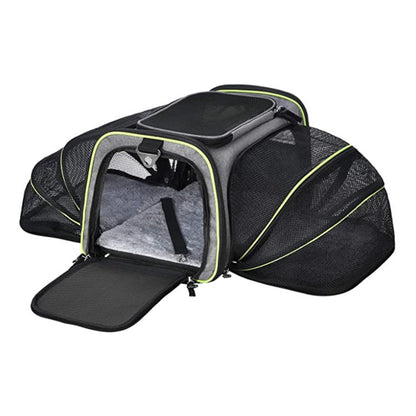 Expandable Soft Pet Carrier – Airline-Approved Cat & Dog Travel Bag with Reflective Tapes and Openable Doors
