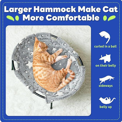 Pomesea Large Pet Hammock Bed - Soft Elevated Glow-in-the-Dark Bed for Dogs & Cats, Perfect Indoor Comfort