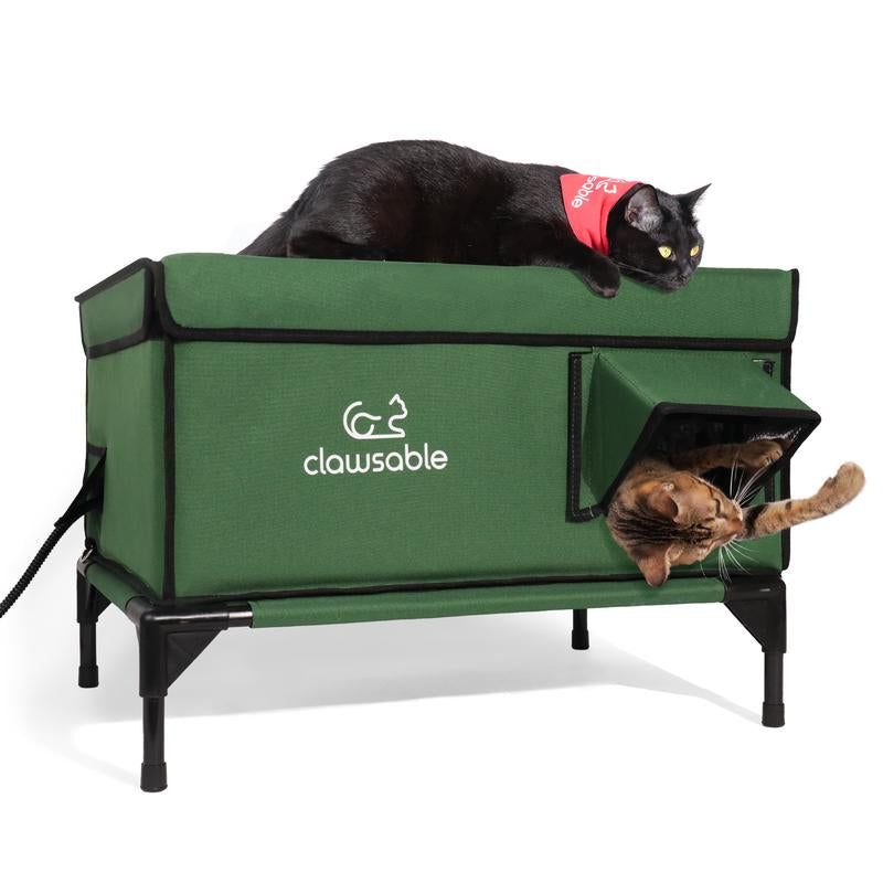 Clawsable Heated Outdoor Cat Shelter - 100% Waterproof & Fully Insulated with Heater, Perfect for Feral Cats and Kittens