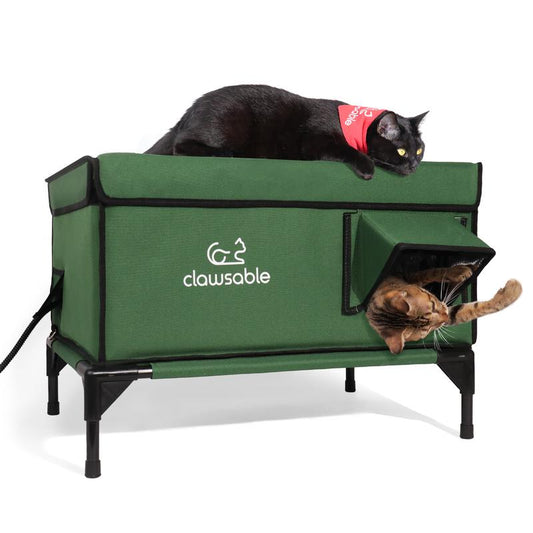 Clawsable Heated Outdoor Cat Shelter - 100% Waterproof & Fully Insulated with Heater, Perfect for Feral Cats and Kittens