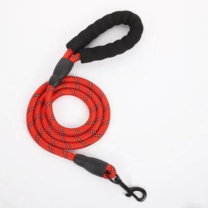 Washable 4ft Nylon Rope Leash for Large Dogs – Padded Handle, Reflective Threads, Tear-Resistant & Non-Slip Design
