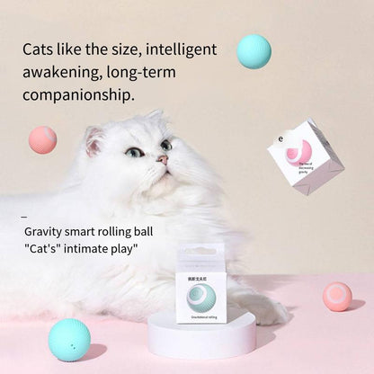 LED Light-Up Interactive Cat Toy Ball, 360° Self-Rotating USB Rechargeable Spinning Chaser, Smart Auto-Pilot Pet Toy for Stimulating Hunting Instincts