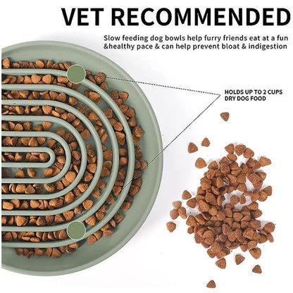 Dog Puzzle Bowl - Silicone Slow Feeder Dog Bowls for Healthy Eating - Puppy Slow Feeder Non-Slip Design Dishwasher Microwave Safe