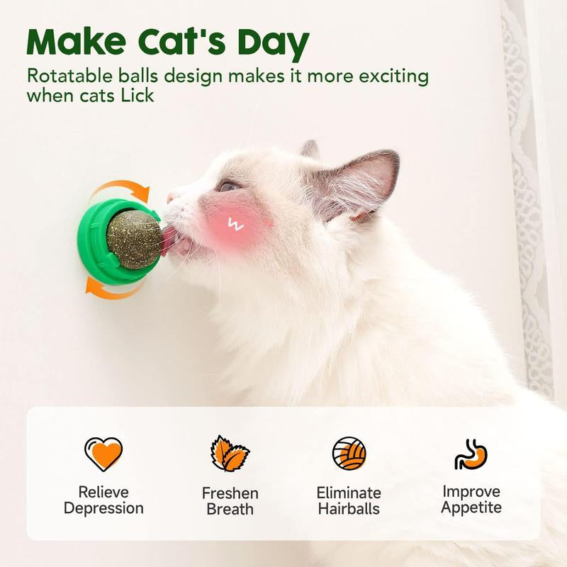 4-Pack Catnip & Silvervine Energy Balls – Edible Dental Chew Toys for Kittens, Teeth Cleaning & Healthy Play
