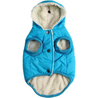 Winter-Ready Fleece-Lined Dog Jacket for Puppies – Red with Hood