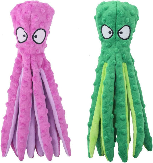 Interactive Plush Octopus Squeaky Toy – No Stuffing Chew Fun for Puppies & Dogs of All Sizes
