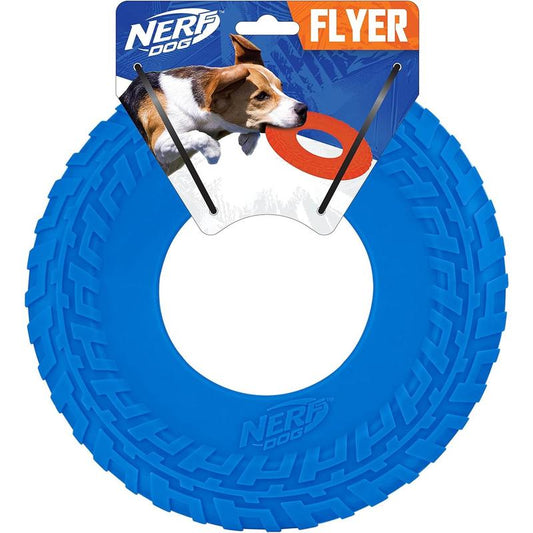 Durable 10-Inch Rubber Tire Flyer Dog Toy - Flying Disc for Medium/Large Breeds, Floats in Water, Ideal for Beach & Pool Play, Blue